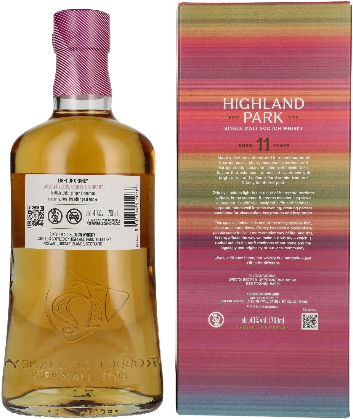 Highland Park 11 Years Old LIGHT OF ORKNEY Single Malt Scotch Whisky 40% Vol. 0,7l in Geschenkbox