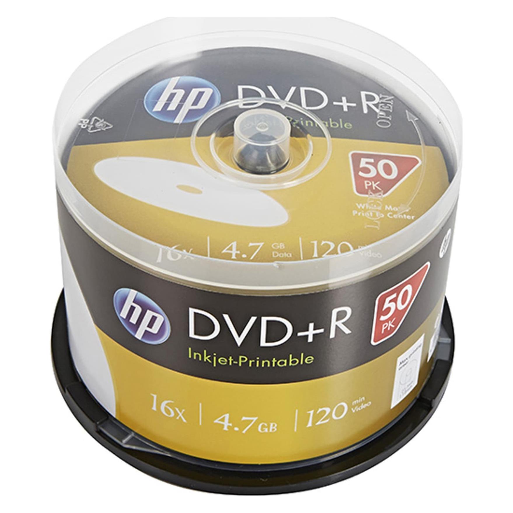 HP DVD+R 4.7GB/120Min/16x Cakebox (50 Disc) (DRE00026WIP)