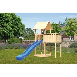 Akubi Kinderspielturm Lotti inkl. Anbauplattform und Rutsche blau
