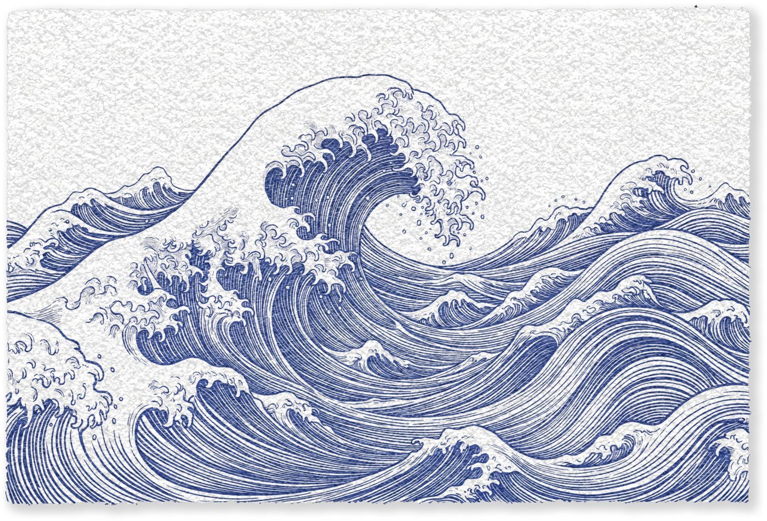 MuchoWow Deurmat Golf Japans Zee Illustratie Blauw - B/D: 180 x 120 cm