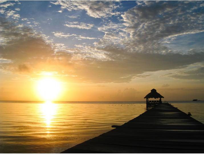 Fototapete PAPERMOON Sunburst over Belize , bunt, B:2,5m L:1,86m, Vlies, Tapeten, Fototapete