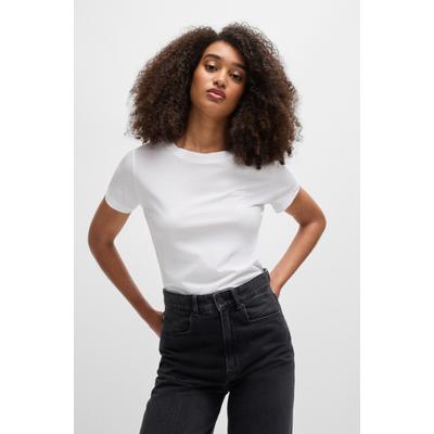 T-Shirt BOSS ORANGE "Esogo Premium Damenmode", Damen, Gr. S (36), weiß (weiß100), Single Jersey, Obermaterial: 100% Baumwolle, unifarben, slim fit hüftlang, Rundhals, eingesetzt normaler Saum, Shirts T-Shirt, mit Logo