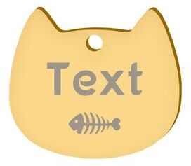 Uplifted Finds Custom Laser Engraved Stainless Steel Cat Face ID Tag gold 393 l