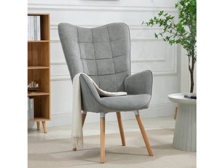 MEUBLES COSY Fauteuil scandinave avec accoudoirs en tissu gris à surpiqûres - FUNKEL
