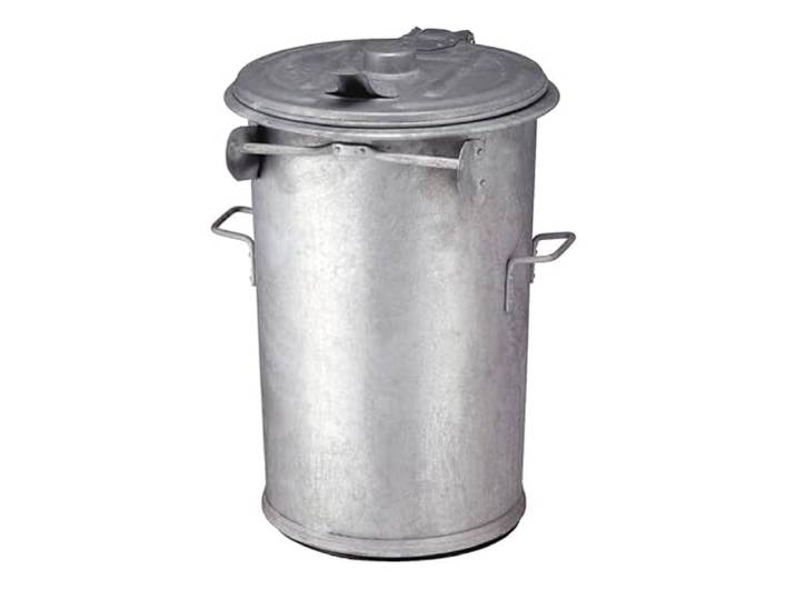 PROREGAL Feuerfeste runde Mülltonne aus Stahl 110 Liter, HxØ 95x51cm Verzinkter Stahl Silber