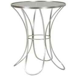Mauro Ferretti Trixy Glam Couchtisch Ø 56x68 cm aus silberfarbenem Metall und gehärtetem Glas – leichtes und modernes Design