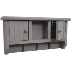 Décoshop26 - Wandmontierter Eingangsschrank mit Türen und Ablage aus massivem grauem Holz 04_0002453