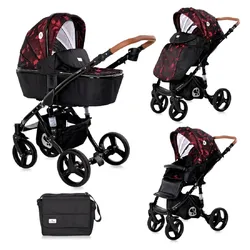 Lorelli Kombikinderwagen Rimini 2 in 1 Tragewanne Sportsitz Wickeltasche faltbar rot-schwarz