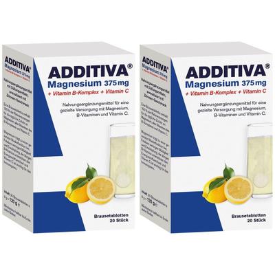Additiva Magnesium 375 mg+Vitamin B-Komplex+Vit.C 2x 2x20x6 g Brausetabletten