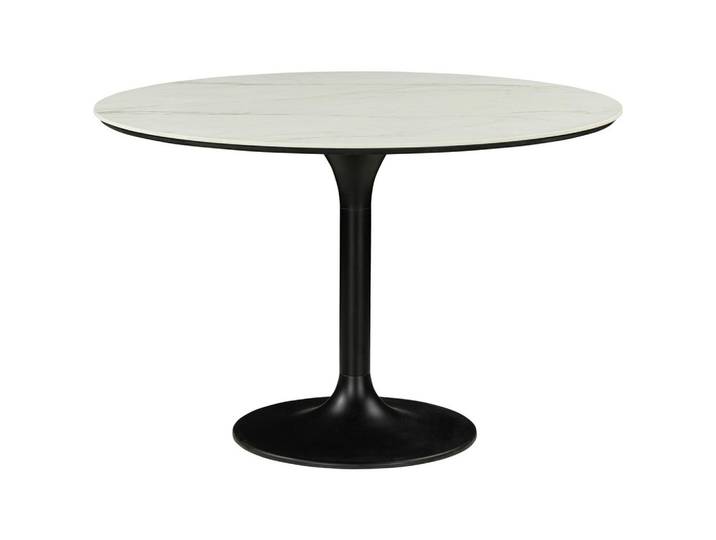 Ambia Home Esstisch, Schwarz, Weiß, Metall, Keramik, rund, Säule, rund, 115x76x115 cm, gastro- und objekttauglich, Esszimmer, Tische, Esstische, Esstische rund