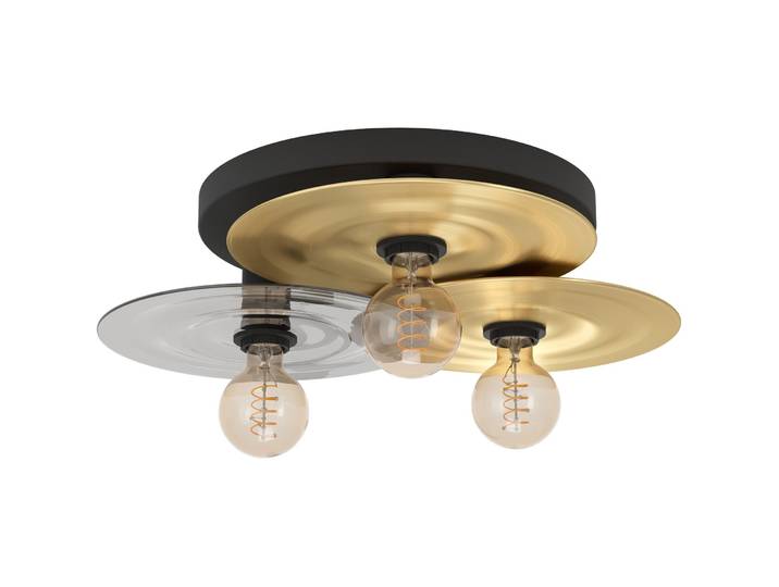 Deckenlampe Lintmill Schwarz, messing-gebürstet B 53 cm - Deckenlampe