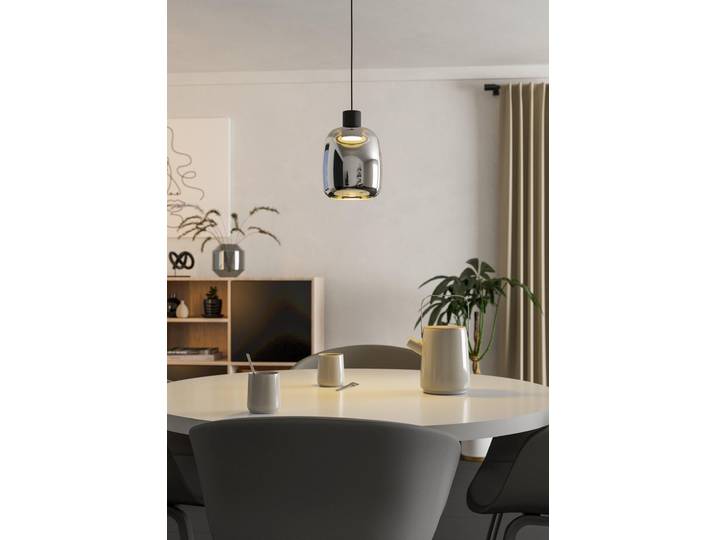 Eglo LED Smart Pendelleuchte Molochio-Z Schwarz Ø18cm 3\,7W 500lm RGBTW 2700K-6500K Dimmbar App Google Alexa Bluetooth ZigBee
