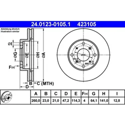 Bremsscheibe ATE 24.0123-0105.1 (2 Stk.) für Honda Prelude IV Accord VI