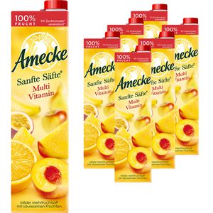 Amecke Saft Sanfte Säfte, Multi Vitamin, ohne Zuckerzusatz, 100% Fruchtgehalt, Tetrapack, je 1 Liter, 6 Stück