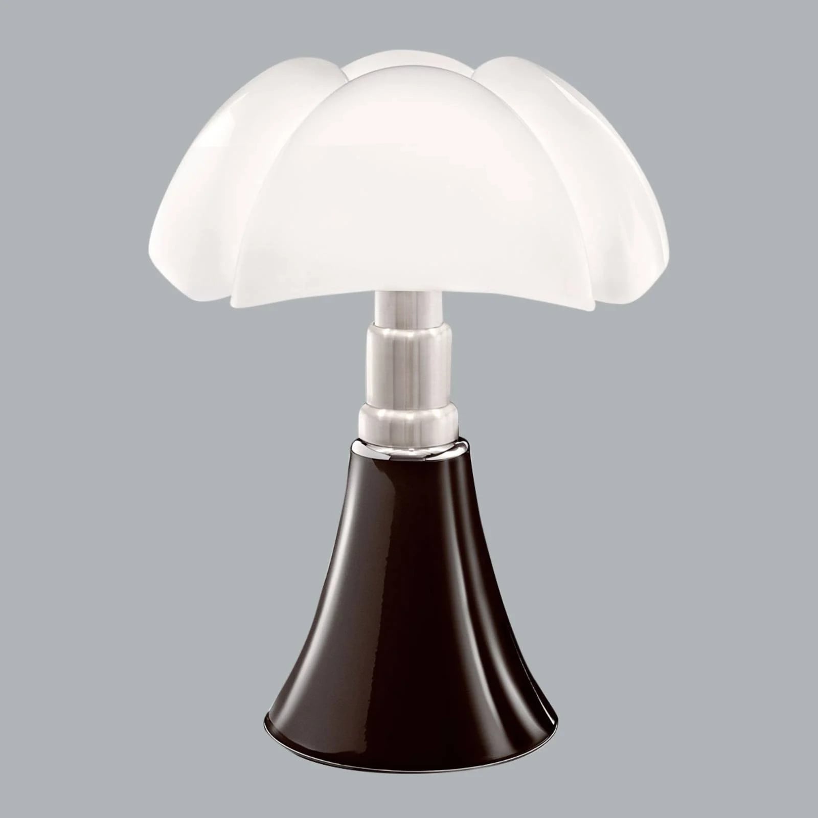 Martinelli Luce Minipipistrello design tafellamp, dimbaar, bruin/wit, roestvrij staal en metaal