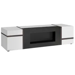 TV-LOWBOARD weiß Hochglanz, Ulme 150 cm, TV Unterteil mit Ethanol Kamin