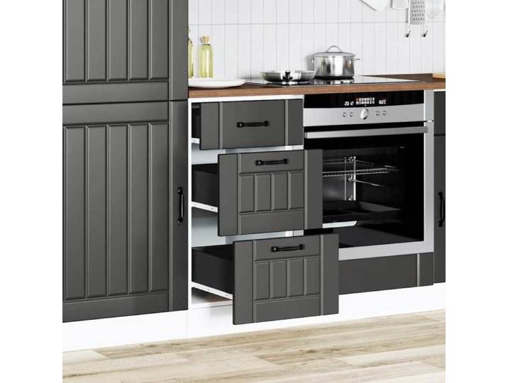 STAR - Buffet de cuisine/Armoire de cuisine Lucca - pas chere - noir bois d'ingénierie LL877