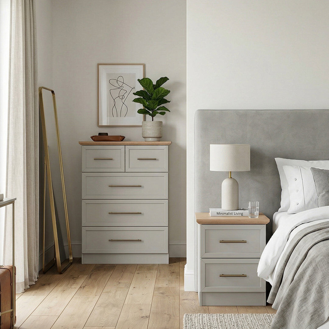 August Grove Shine Bedroom Pair Set Light Grey