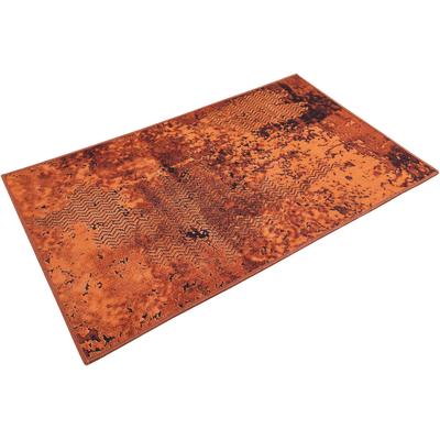 Badematte WECON HOME "Room 9", braun (braun, rot), H:6mm, Polyester, Badematten, Badematte, Vintage Design, waschbar, Badezimmerteppich