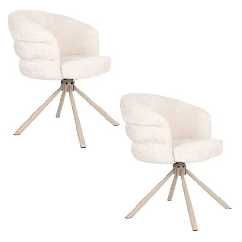Housecraft Living Marjolein draaibare eetkamerstoelen met armleuningen - beige (set van 2)