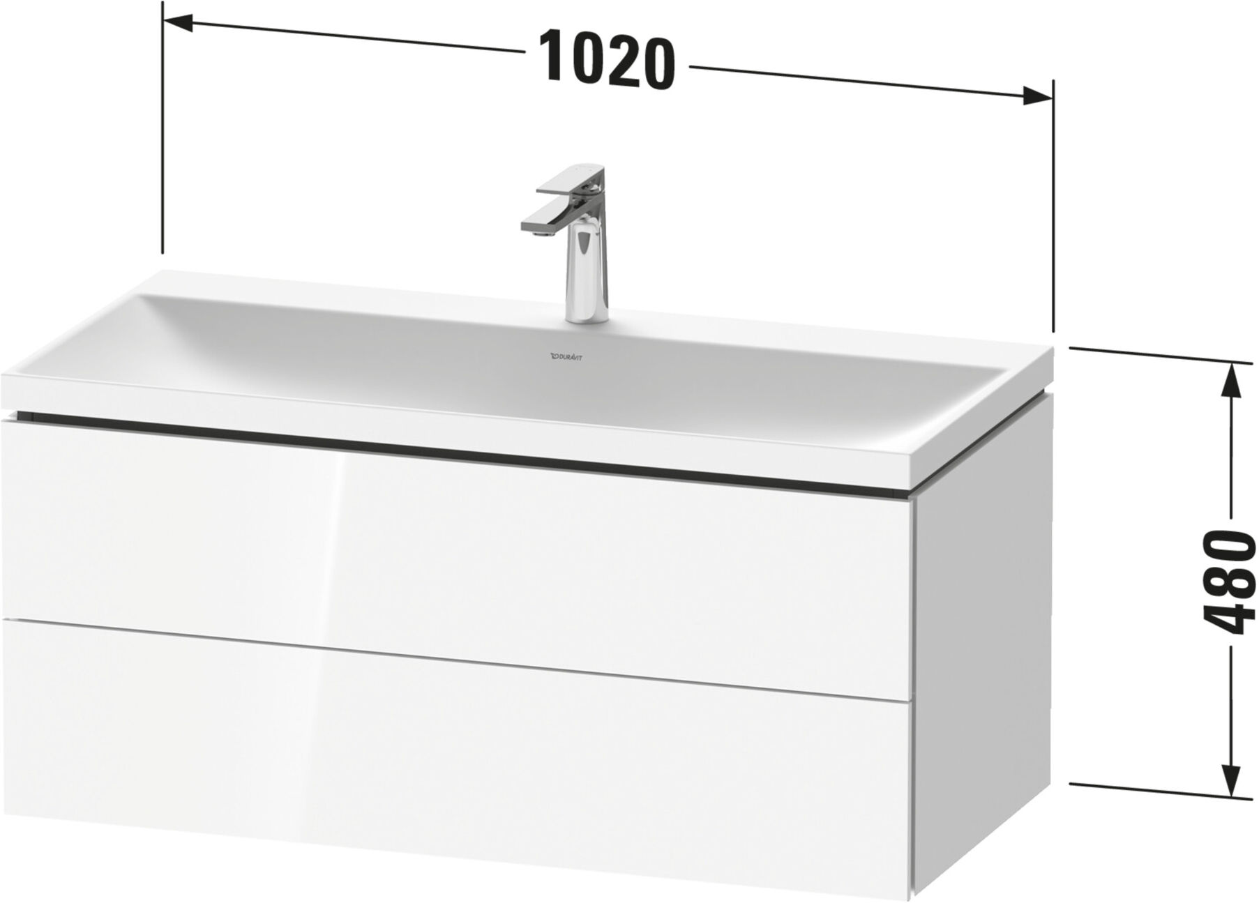 Duravit Möbel-Set L-Cube 100x48x48cm, o Hahnl., bas. ma, 2 Schub. (LC6952N43430000)