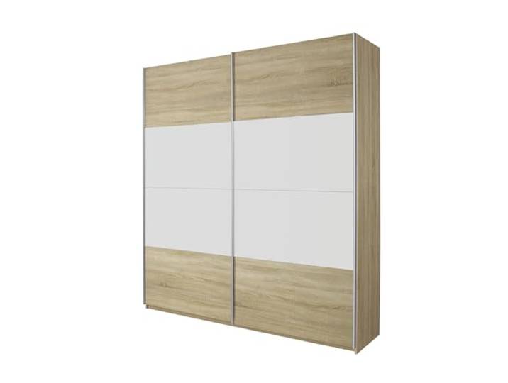 Rauch Möbel QUADRA, Schwebetürenschrank, Eiche Sonoma/Weiß, Breite 181 cm Kleiderschrank mit Schwebetüren, Schiebetüren, 2-türig, für Schlafzimmer, Kinderzimmer, Jugendzimmer, Garderobe