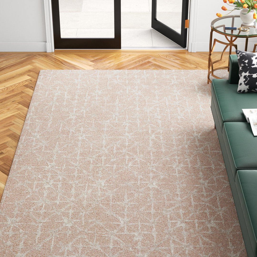 Etta Avenue Abasi Rectangle Geometric Wool Area Rug Pink Rectangle 135 x 200cm