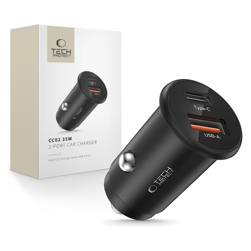 Tech-Protect CC02 2-PORT KFZ-LADEGERÄT PD 35W / QC3.0 SCHWARZ (5906302361038)