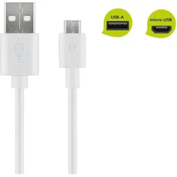 Goobay 43837 Micro USB Lade- und Synchronisationskabel, 1 m, Weiß - für Android-Geräte, Weiß