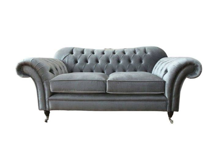 JVmoebel Chesterfield-Sofa Grau gepolstertes Chesterfield-Sofa im Designer-Stil, Made in Europa