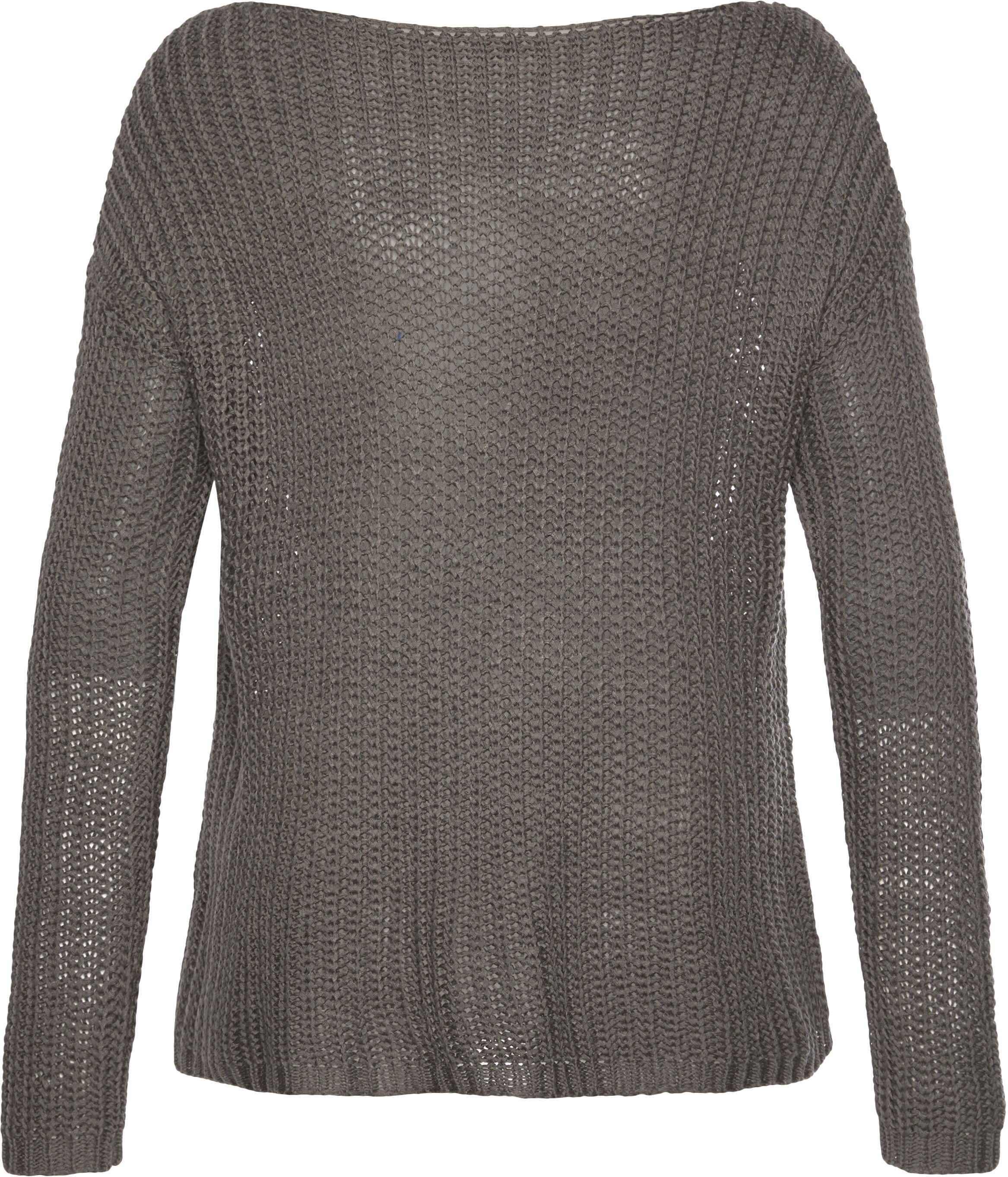 Rundhalspullover LASCANA "aus weichem Grobstrick", Damen, Gr. 40/42, grün (khaki), Grobstrick, Obermaterial: 100% Polyacryl, unifarben, figurumspielend hüftlang, Pullover Rundhalspullover, lockerer Strickpullover, leicht transparenter Grobstrickpullover k