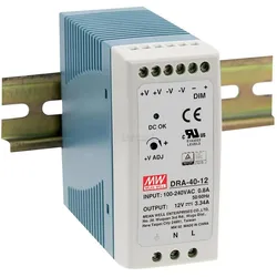 MeanWell, Systemstromversorgung, MEAN WELL DRA-40-12, 90 - 264 V, 40 W, 12 V, RoHS, 40 mm, 100 mm