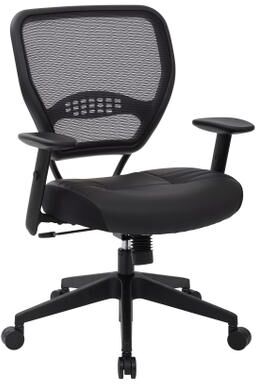 Office Star Products OSP Professional Office Chair with Black Bonded Leather Seat and Lumbar Support and Adjustable Height