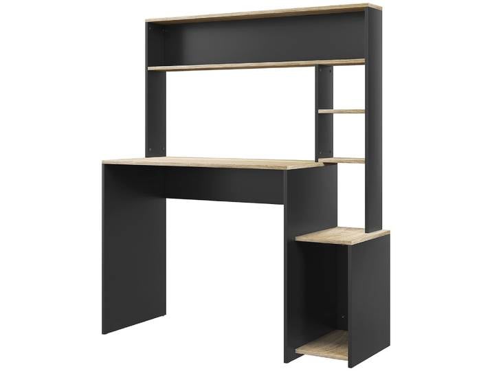 Bureau multi-rangements grand avec étagères noir