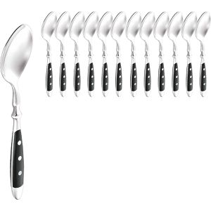 WAS Esslöffel Bistro, 19,5 cm, Edelstahl 18/0, mit schwarzen Kunststoffgriffen, 12 Stück