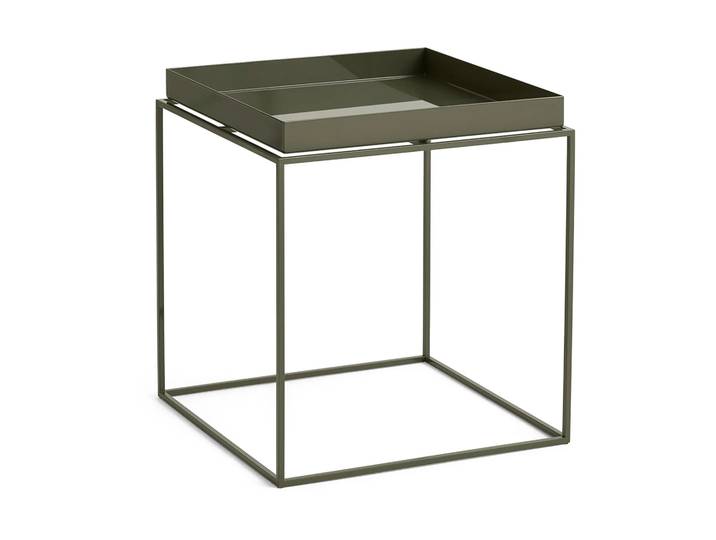 HAY Tray Table mittelhoher Beistelltisch Olivgrün, 40x40x44 cm