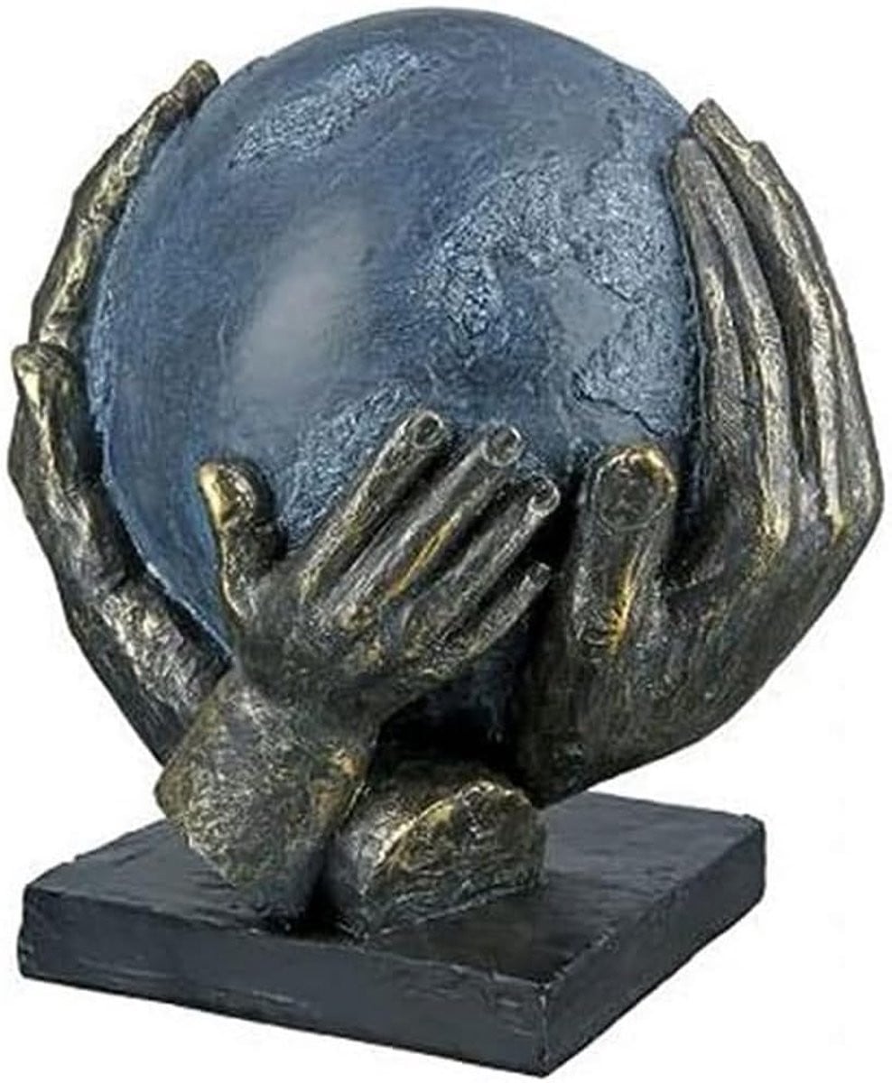 Decoratieve sculptuur Wereldbol met handen Hoogte: 19 cm