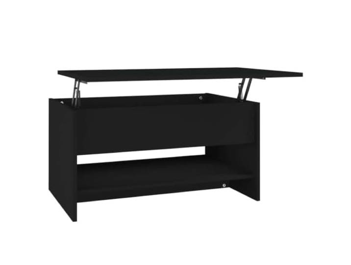 GHVBNMF Couchtisch Schwarz 80x50x40 cm mit Höhenverstellbarer Platte Verstecktes Staufach für Zeitschriften, flexible Höhe zum Arbeiten und Entspannen im Wohnzimmer.