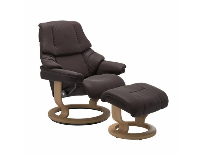 Stressless Reno Sessel Classic - Leder Paloma Chocolate - Buche Holzfarbe Eiche - ohne Zusatzausstattung Modern, Skandinavisch, Zeitlos