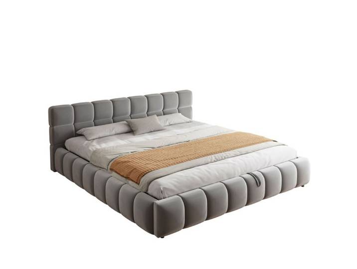 Lit rembourré 180 x 200 cm LED gris