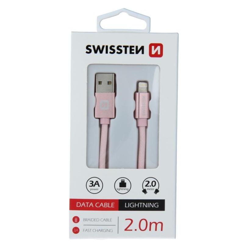 Swissten Datenkabel Textil USB / Lightning 2.0 M (2 m, USB 2.0) (71523305)