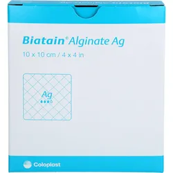 Biatain Alginate Ag Kompressen 10x10cm mit Silber 10 ST
