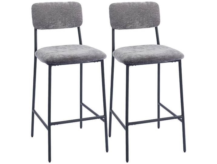 Jamb Barhocker Málaga Real Grau 2er-Set 45.5/48/101 cm, Metall, Textil, 48x101x45.5 cm, Esszimmer, Barmöbel, Barhocker