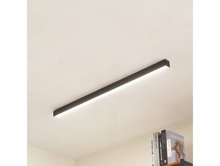 Plafonnier LED Teniona noir - Lucande - Salon / séjour - Moderne - Aluminium - Affleurante