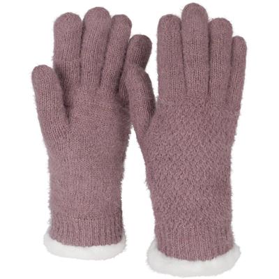 Strickhandschuhe STYLEBREAKER "Strickhandschuhe mit Reiskornmuster und Fleece", Damen, rosa (mauve), Modisch, Handschuhe