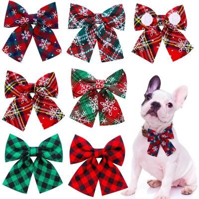 Uplifted Goods Movable Winter Dog Collars With Elastic Bands And Christmas Bow Ties 2 PCS Set random Colors 2pcs