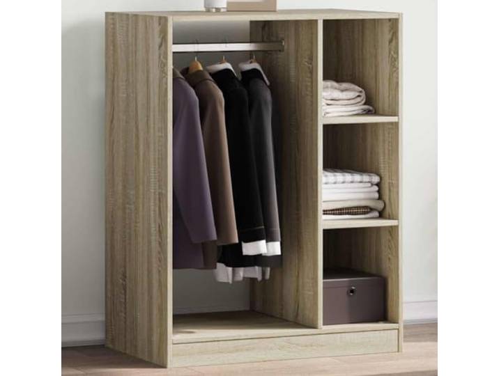 smnyxs Kleiderschrank, Sonoma-Eiche, 77 x 48 x 102 cm, Holz Kompaktes Design, Seitenablage, Kleiderstange, Wandbefestigung inklusive, Sonoma-Eichen-Finish