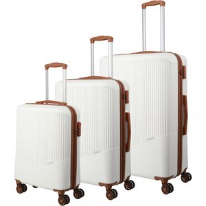Travelite Koffer Bali weiß / cognac, 3-teilig, Hartschale, mit 4 Rollen, klein / groß (2x)