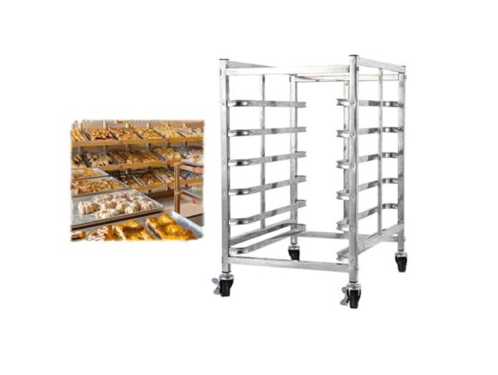Labasuan Professionelles Bäckereiregal mit 2 feststellbaren Rollen Professionelles Edelstahl-Schnellregal, mehrstöckiger, robuster Servierwagen, Back- und Kühlregal für Küche(6-Tier)