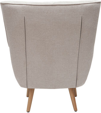 Miliboo Sessel im gemustertem Samtdesign beige Holzfüße AVERY